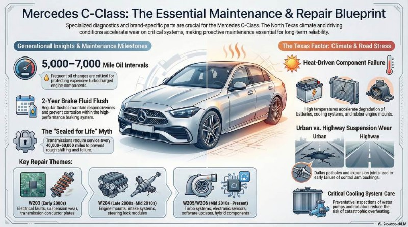 Réparations expertes de Mercedes Classe C à Dallas et Plano - Service de confiance et pièces d origine 